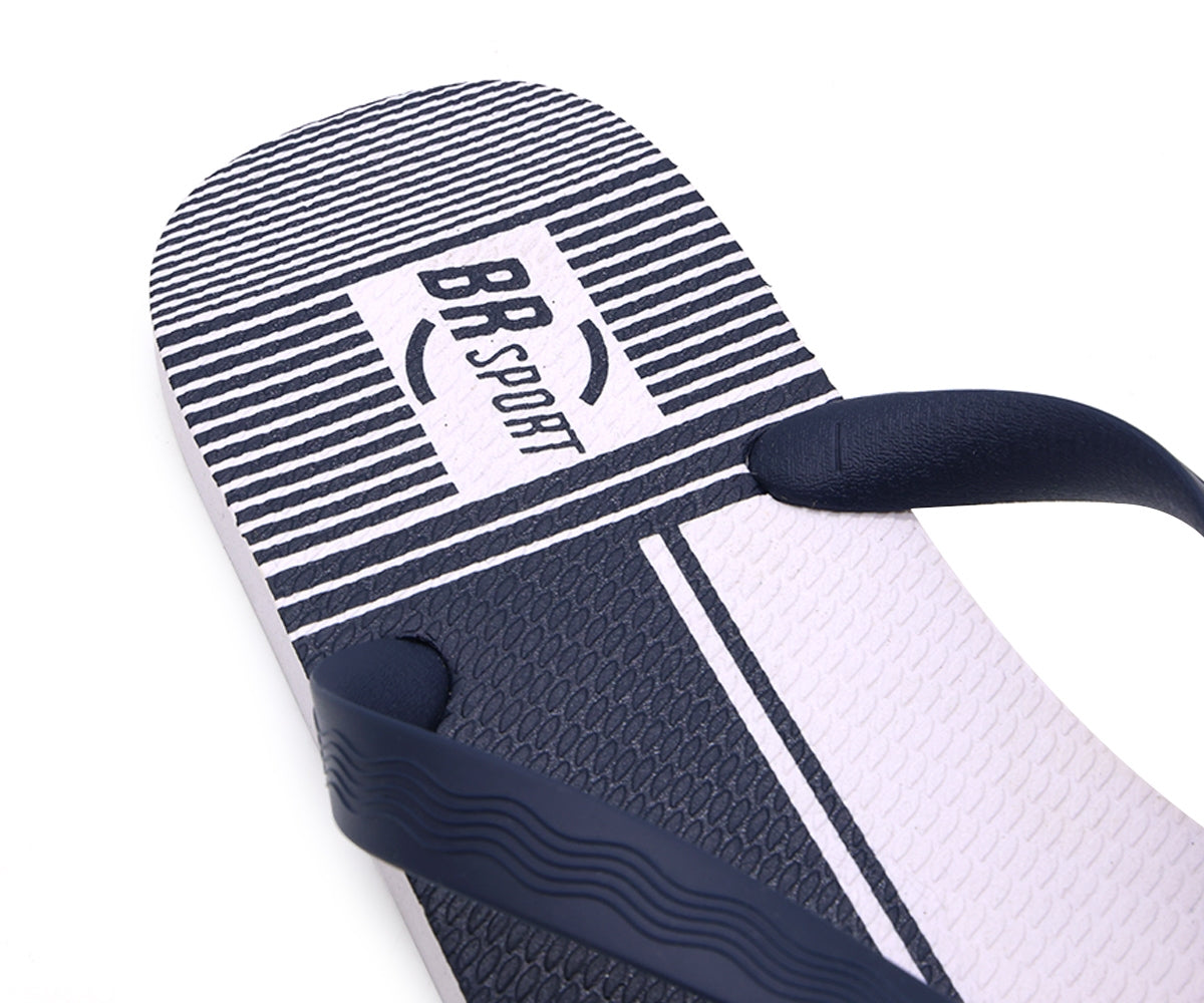 br sport navy & white flip flops