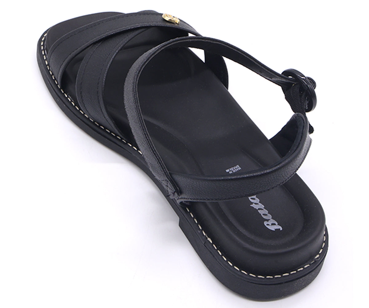 br all black criss cross flat sandals