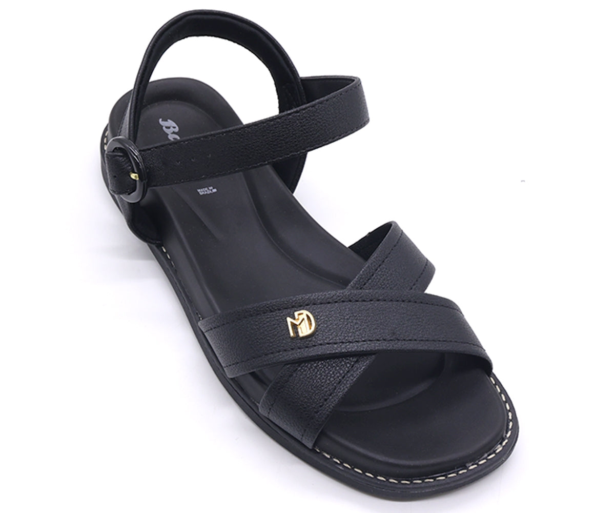 br all black criss cross flat sandals