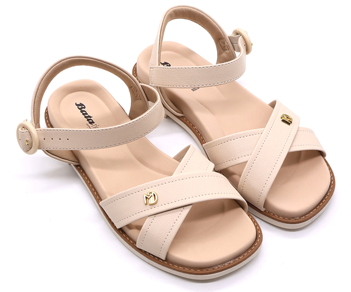 br cream criss cross flat sandals