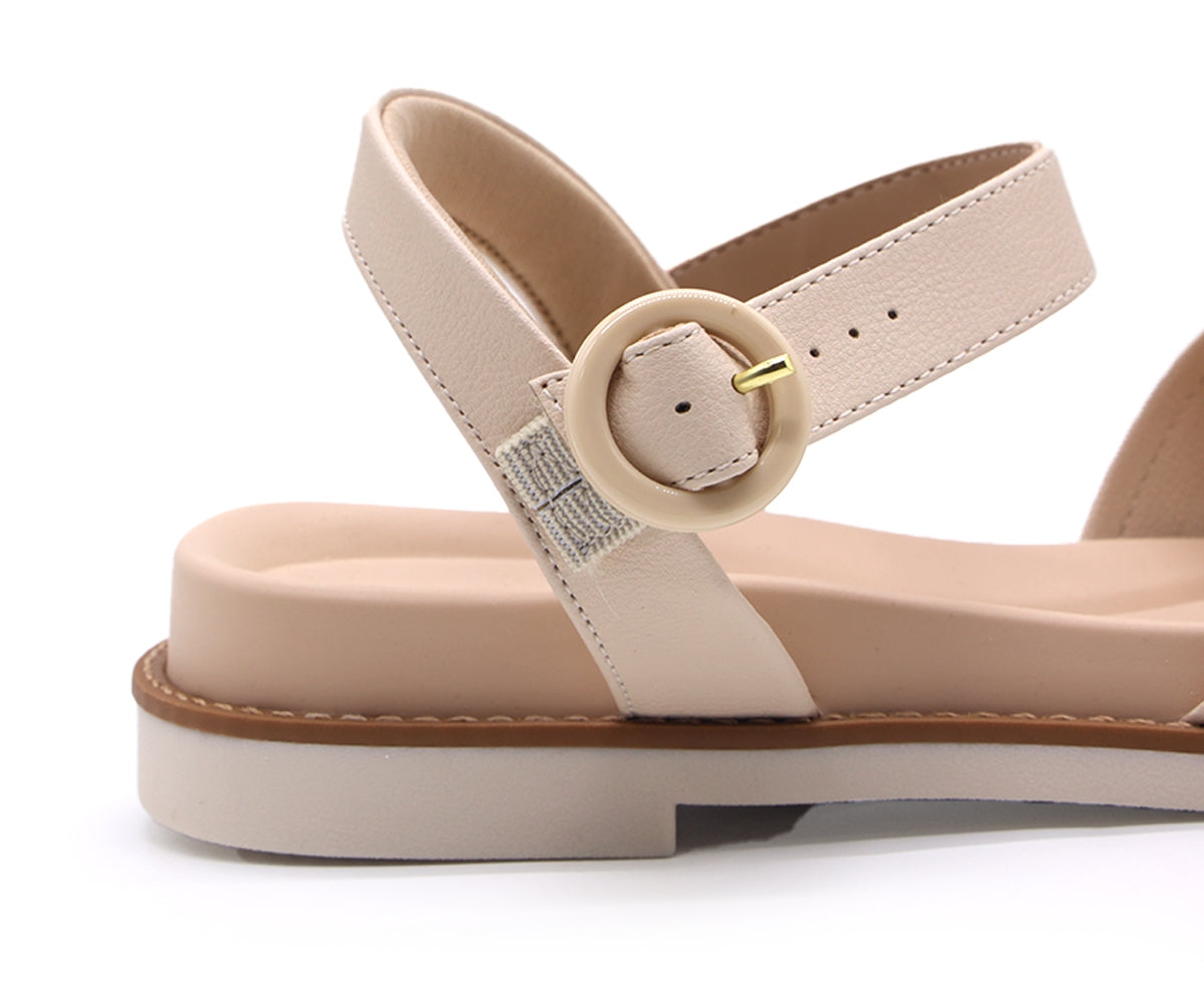 br cream criss cross flat sandals