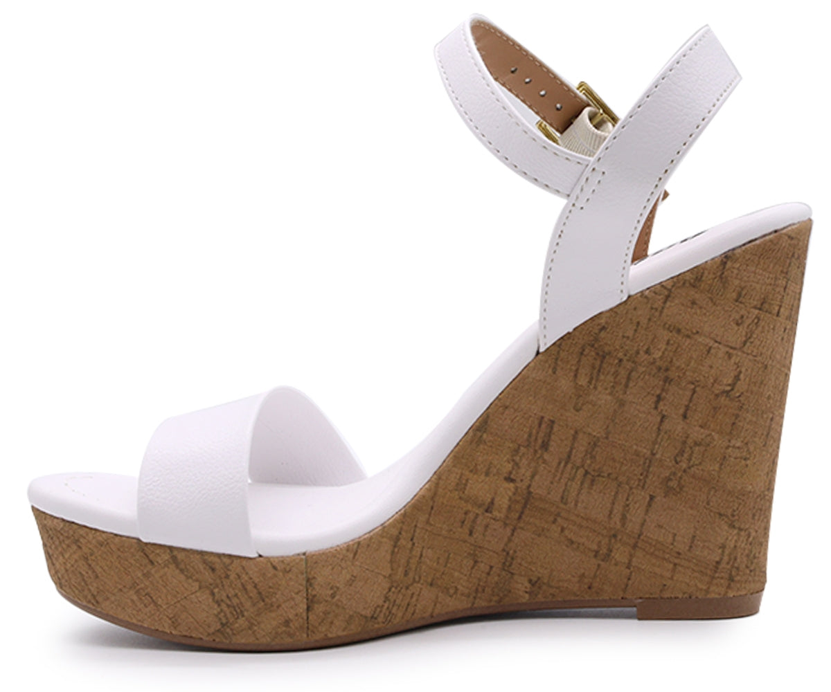 br white cork wedge sandal