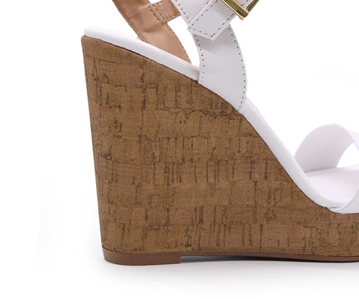 br white cork wedge sandal