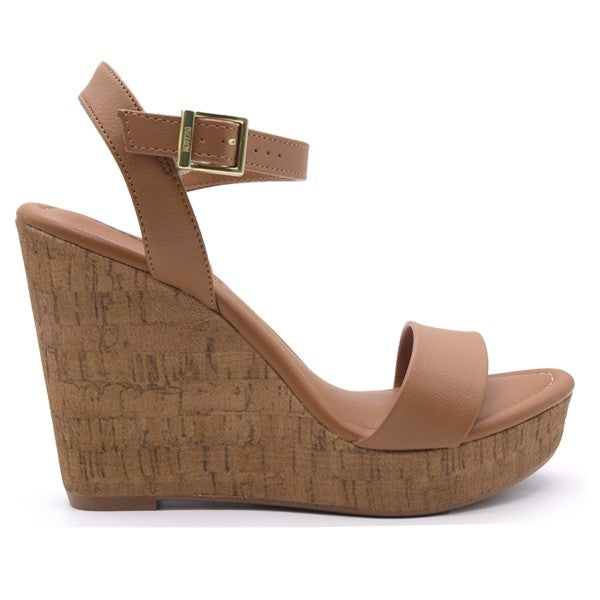 br camel cork wedge sandal