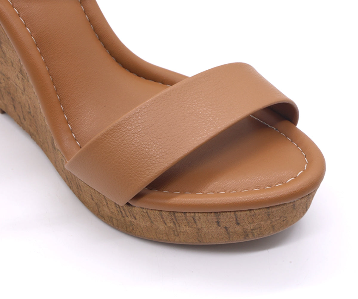 br camel cork wedge sandal