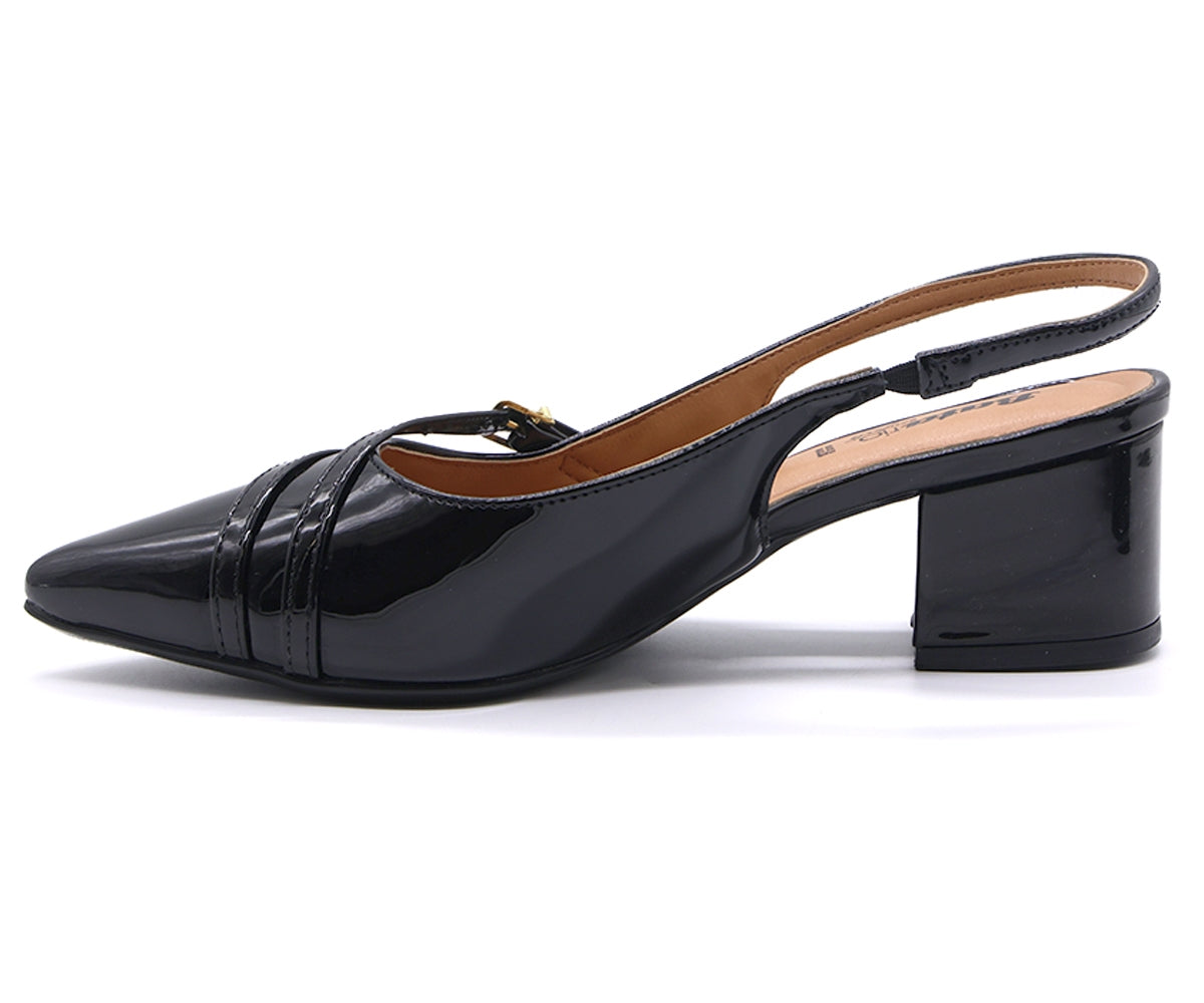 br black patent buckled slingbacks
