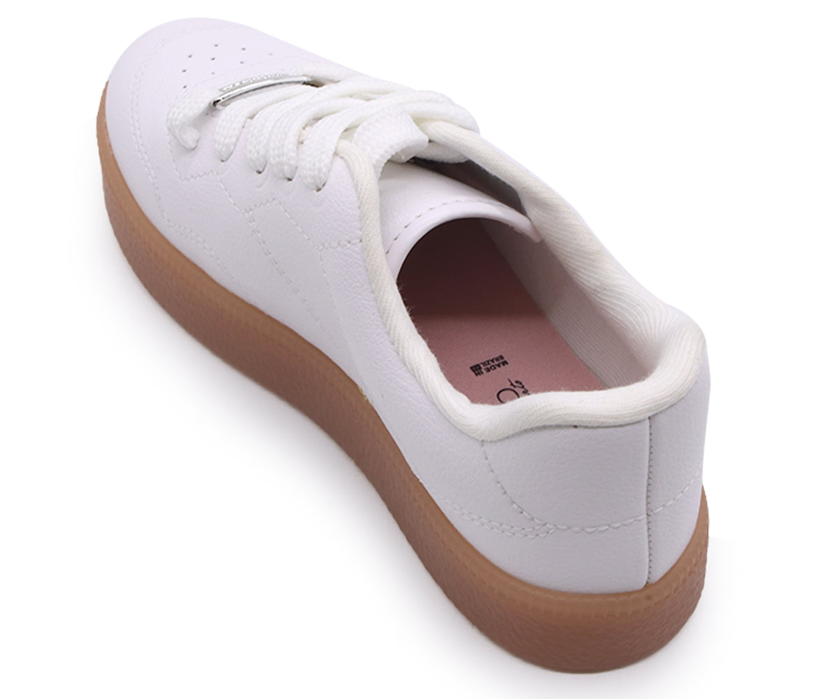 br girls white gum trainers