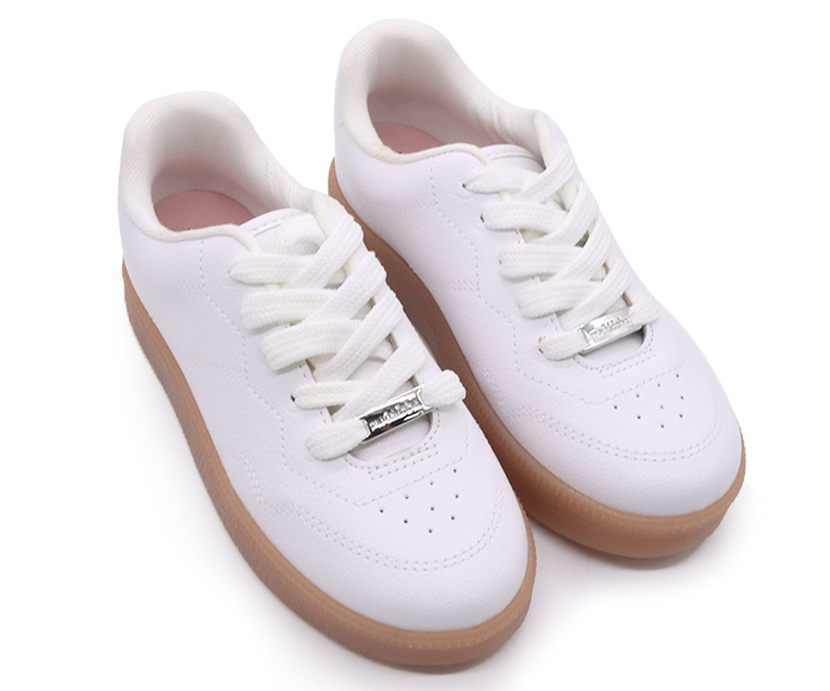 br girls white gum trainers
