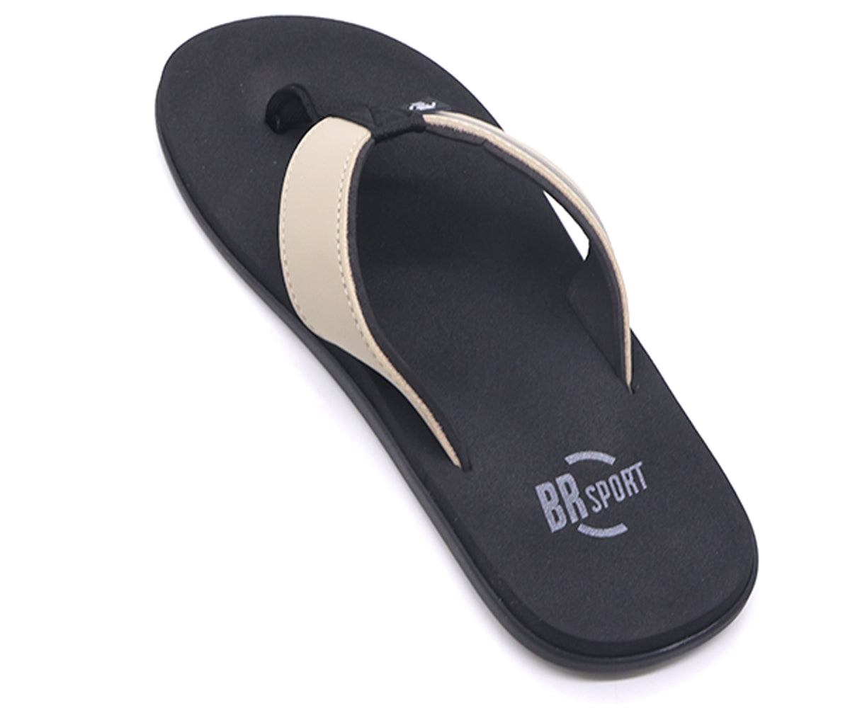 br sport beige & black flip flops