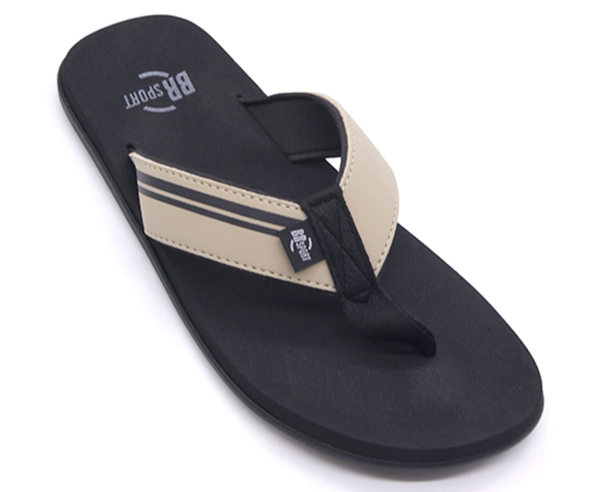 br sport beige & black flip flops