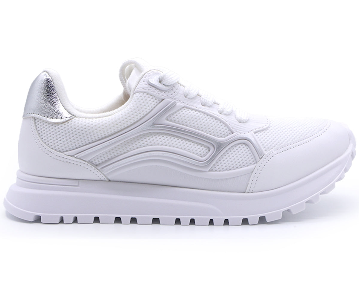 br white & silver retro trainers