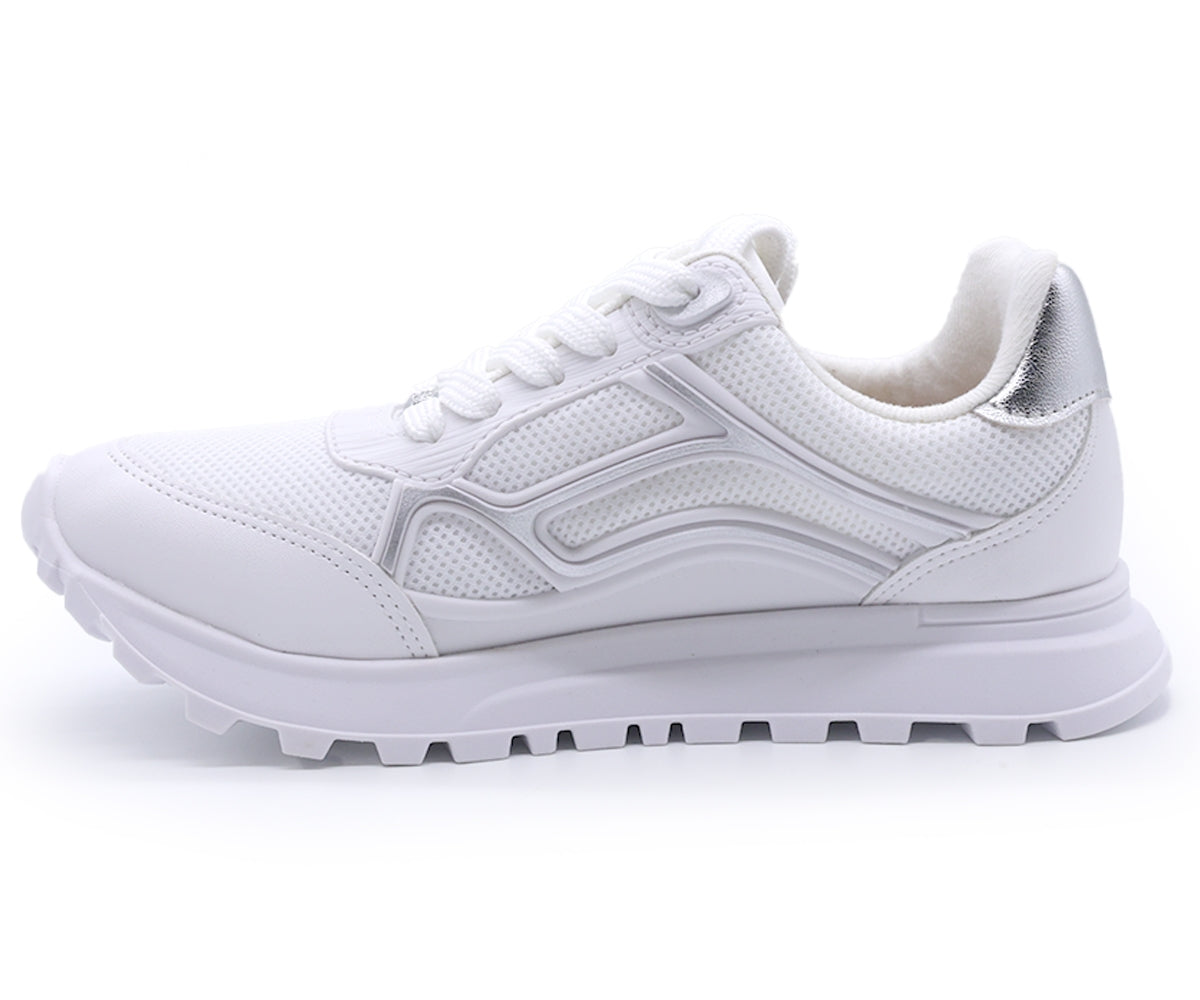 br white & silver retro trainers