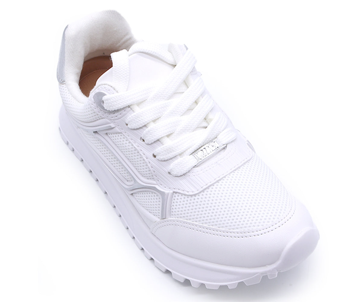 br white & silver retro trainers