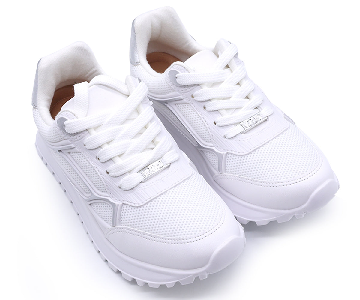 br white & silver retro trainers