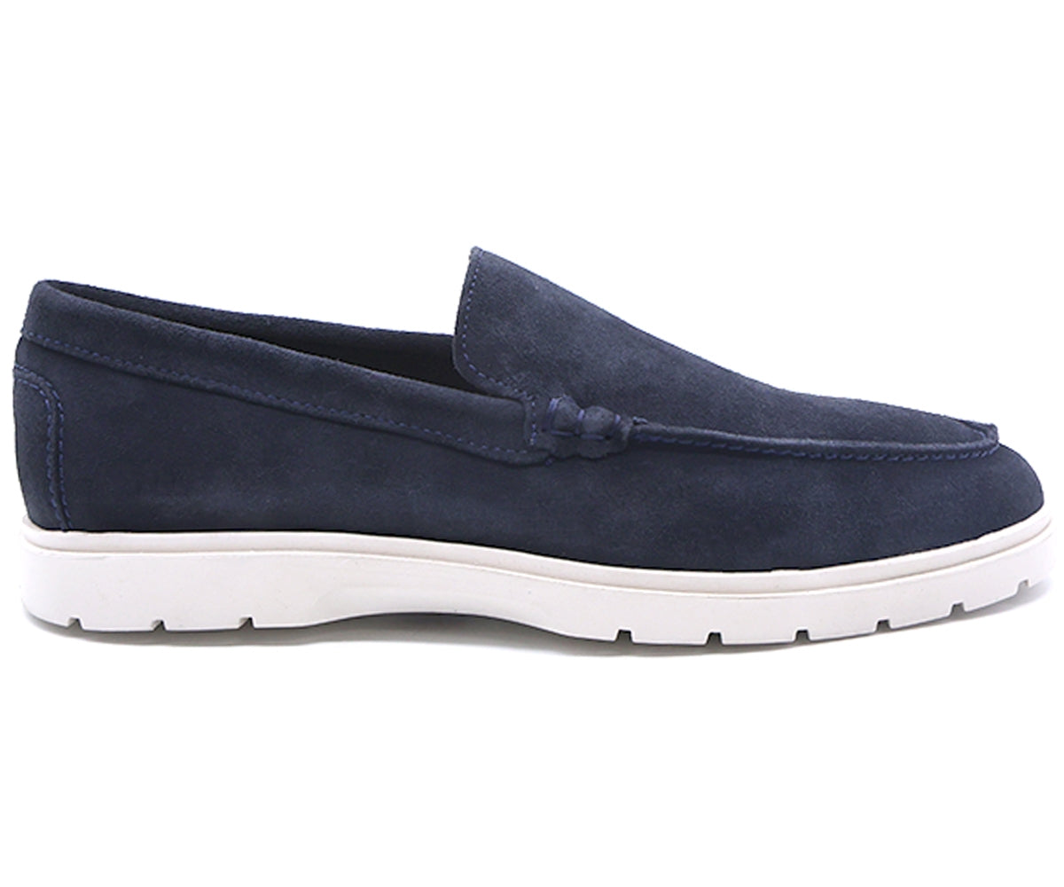 b premium navy suede contrast loafer