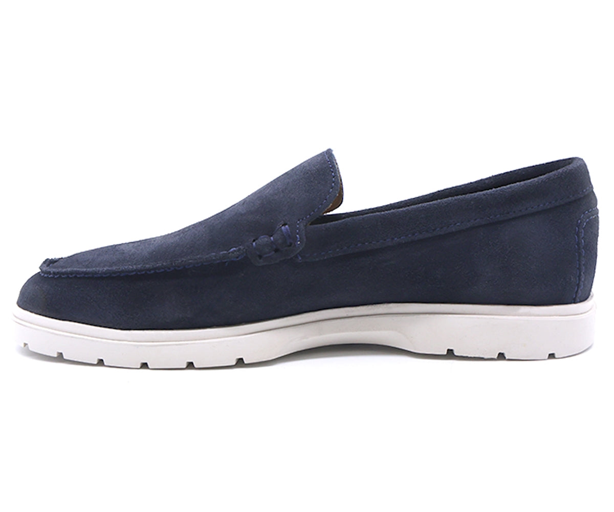 b premium navy suede contrast loafer