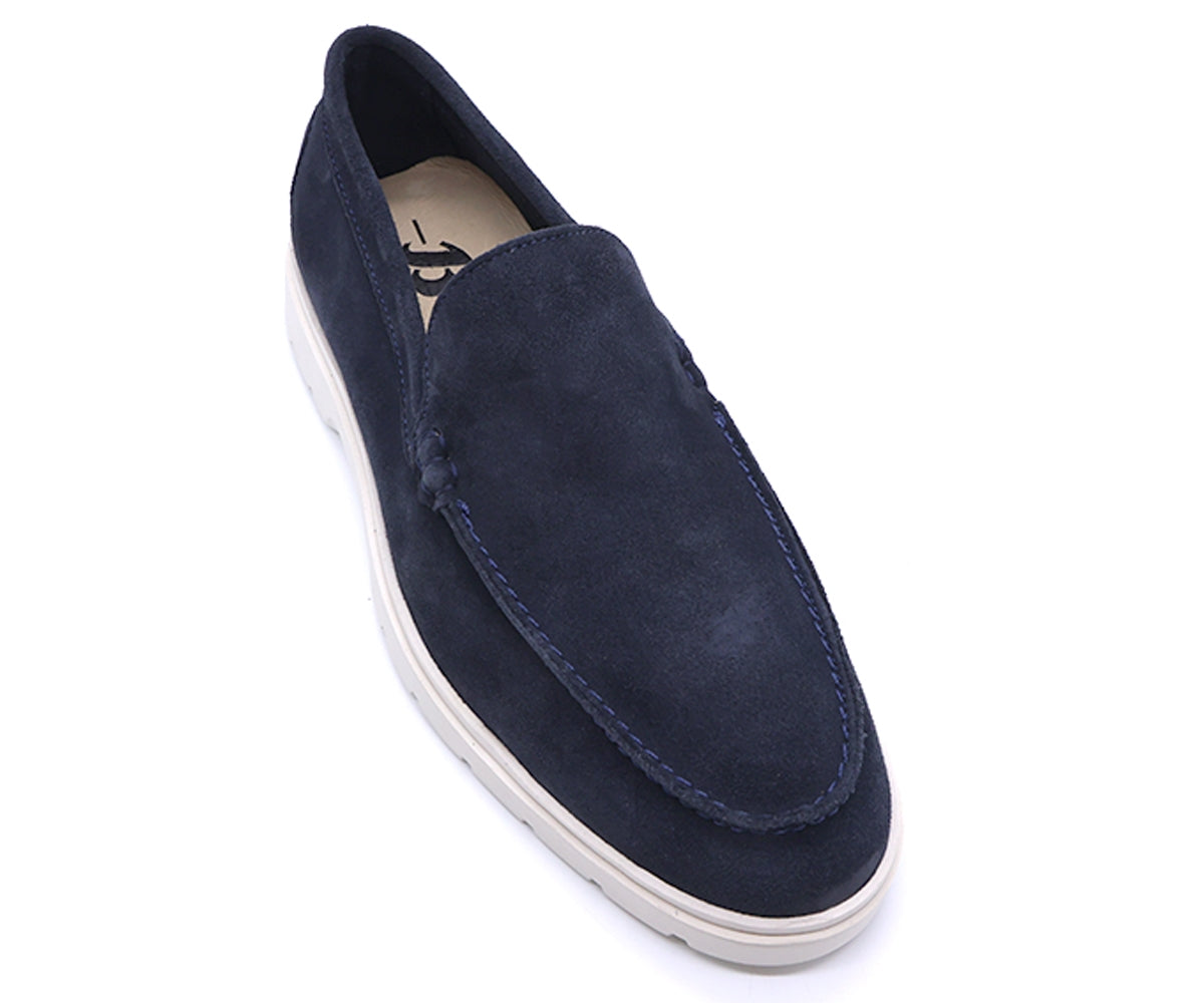 b premium navy suede contrast loafer