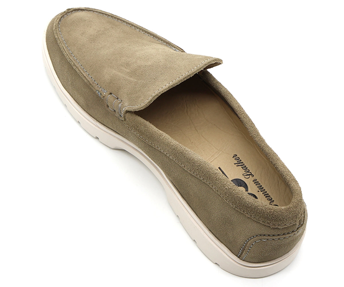 b premium khaki suede contrast loafer