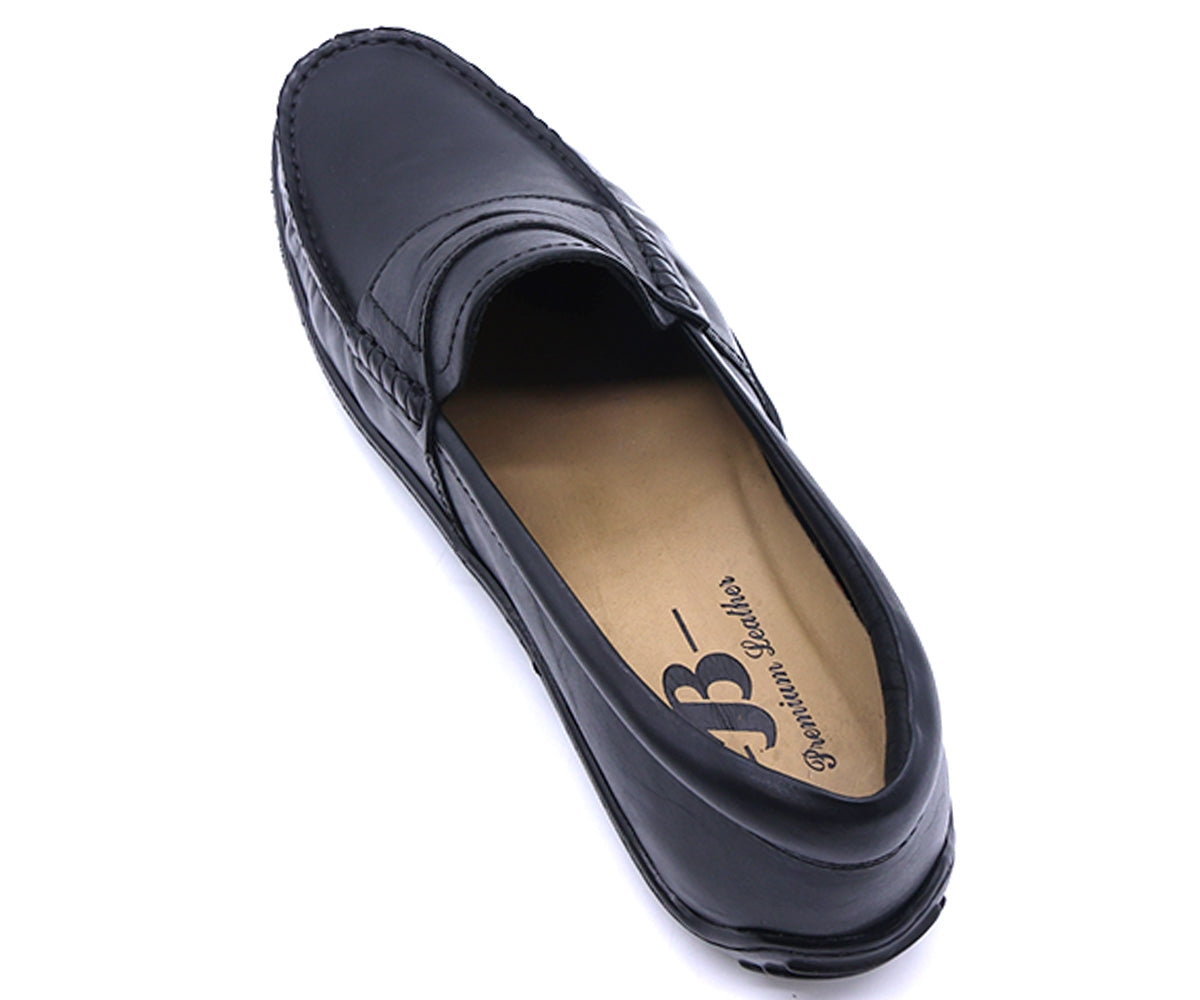 b premium all black penny moccasin