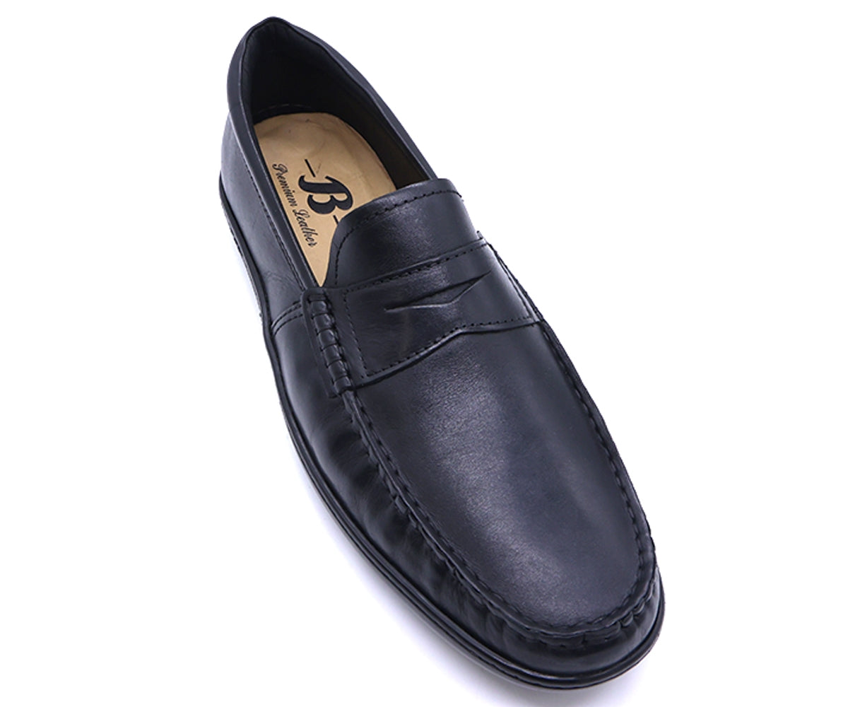 b premium all black penny moccasin
