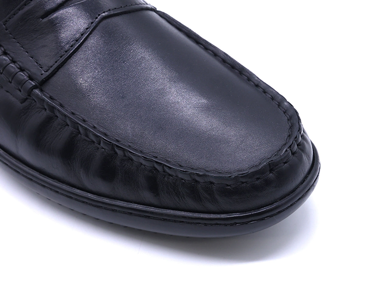 b premium all black penny moccasin