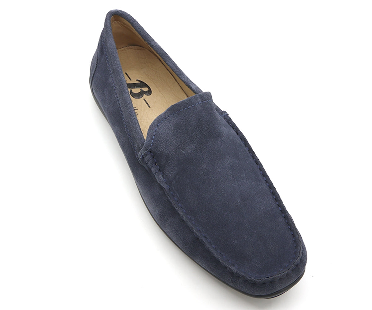 b premium navy suede moccasin