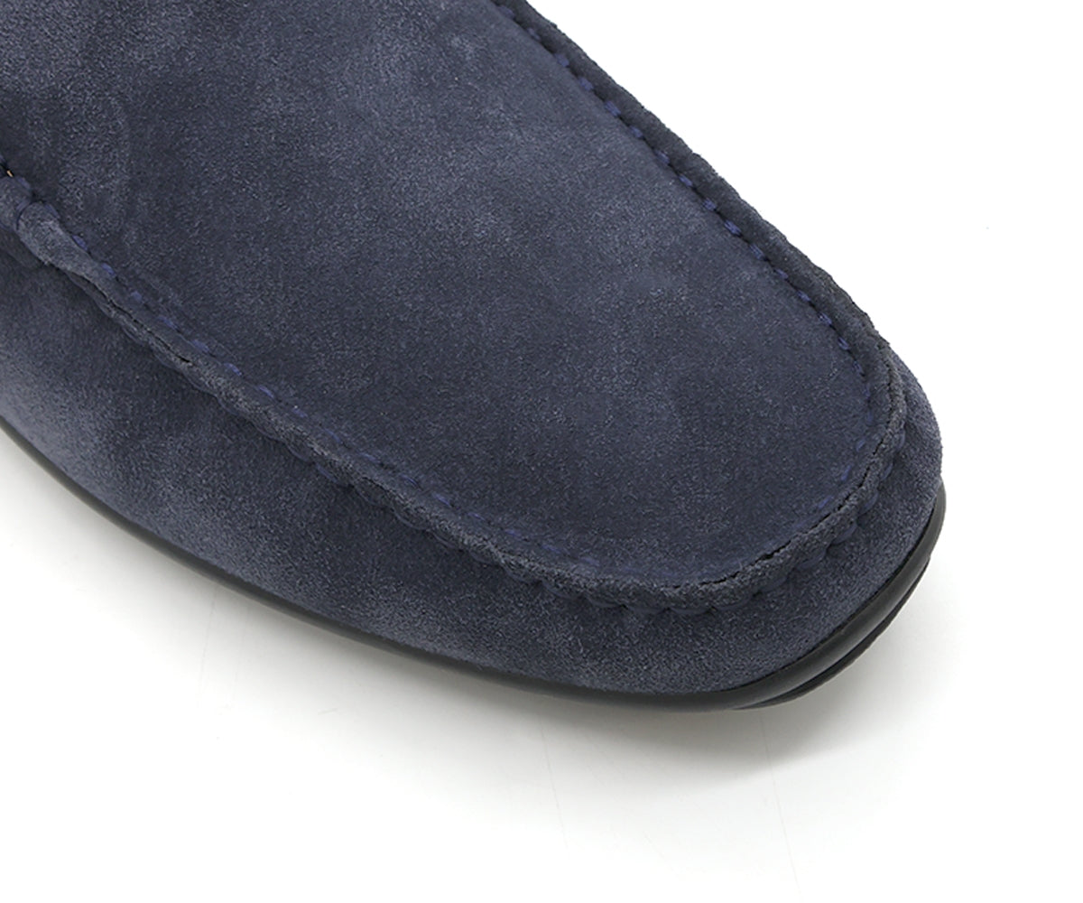 b premium navy suede moccasin