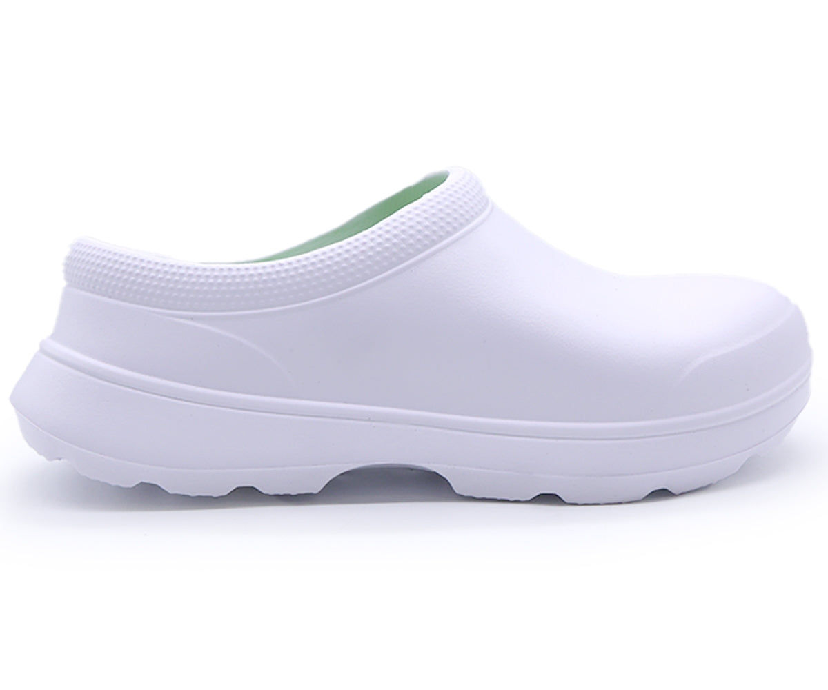 white foam clogs