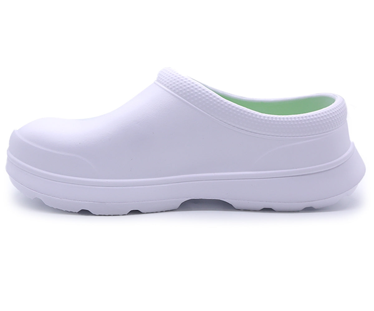 white foam clogs