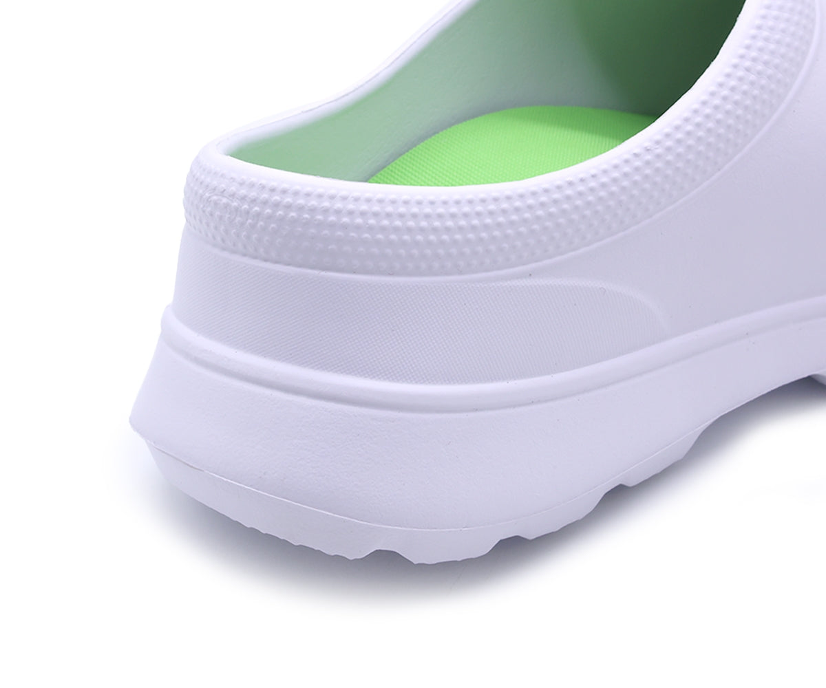 white foam clogs