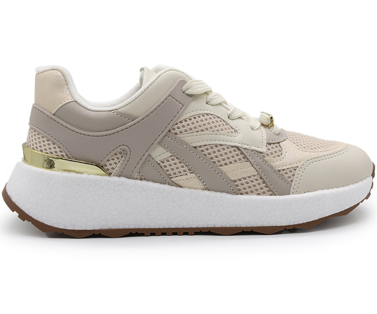 br beige retro foam trainers