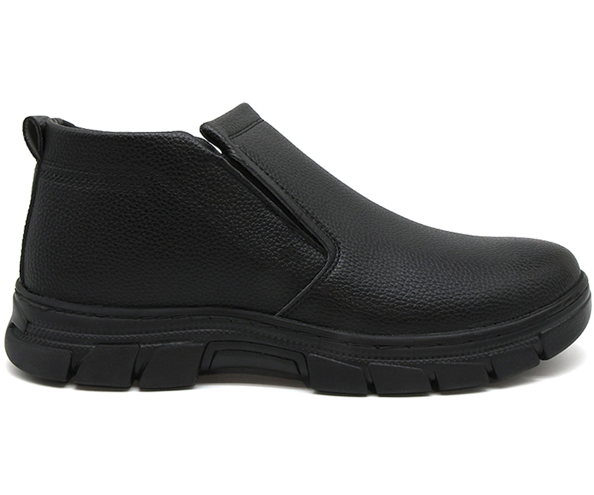 black slip-on comfort derby boot