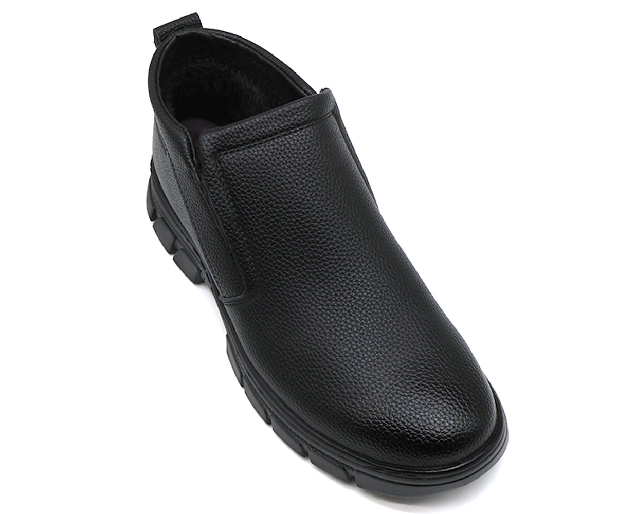 black slip-on comfort derby boot