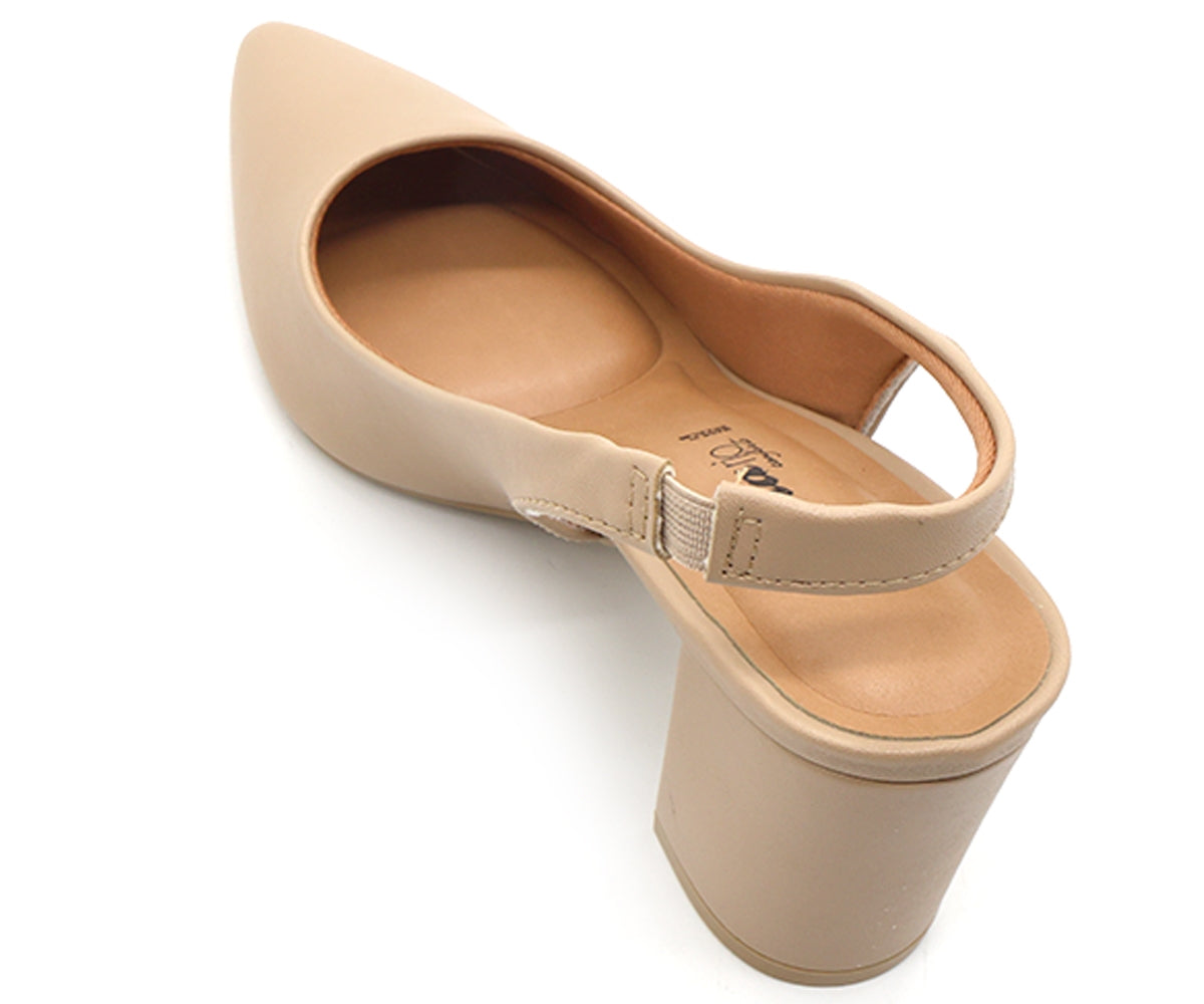BR Classic Block Heel Beige Slingback Stilletos