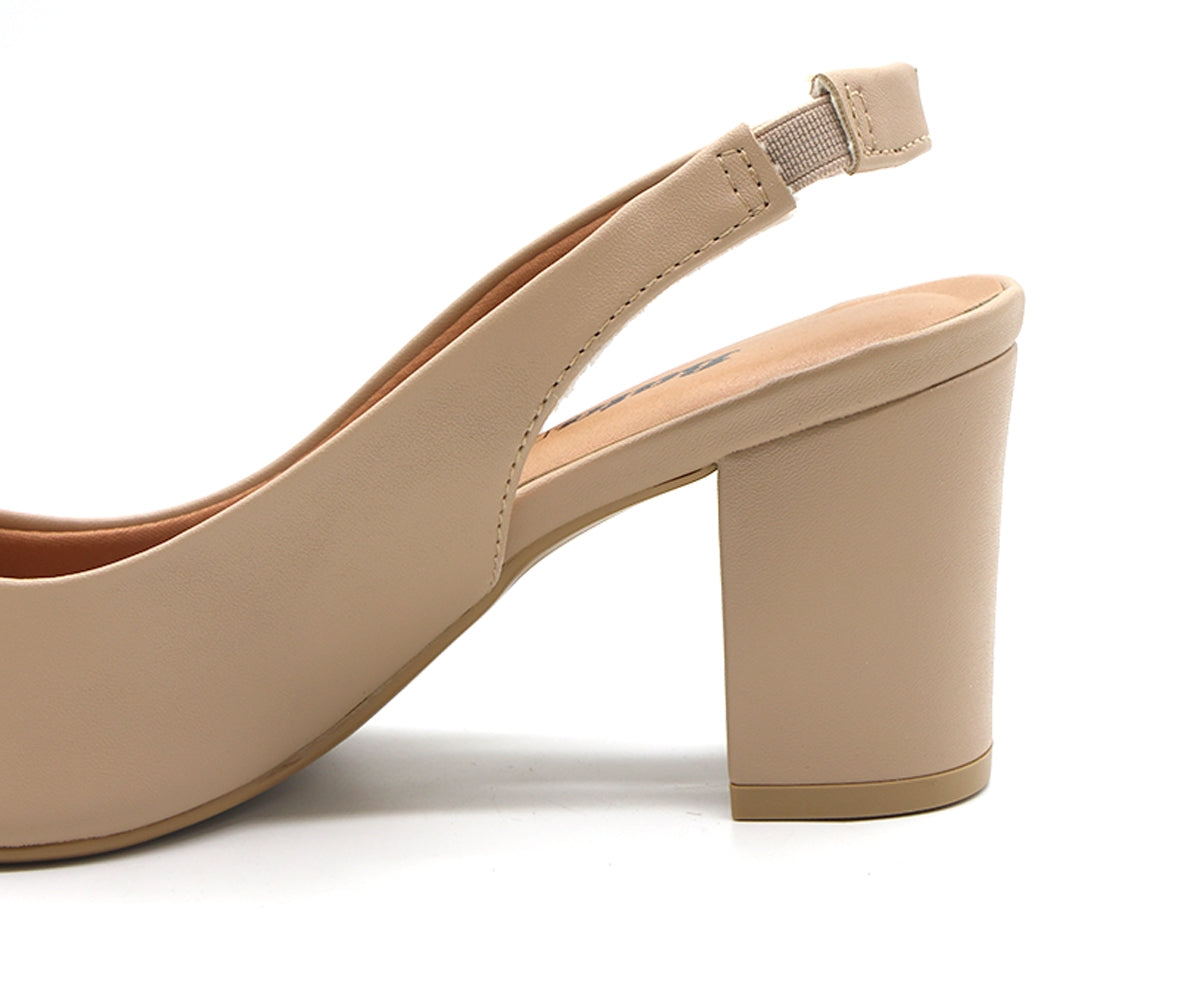 BR Classic Block Heel Beige Slingback Stilletos
