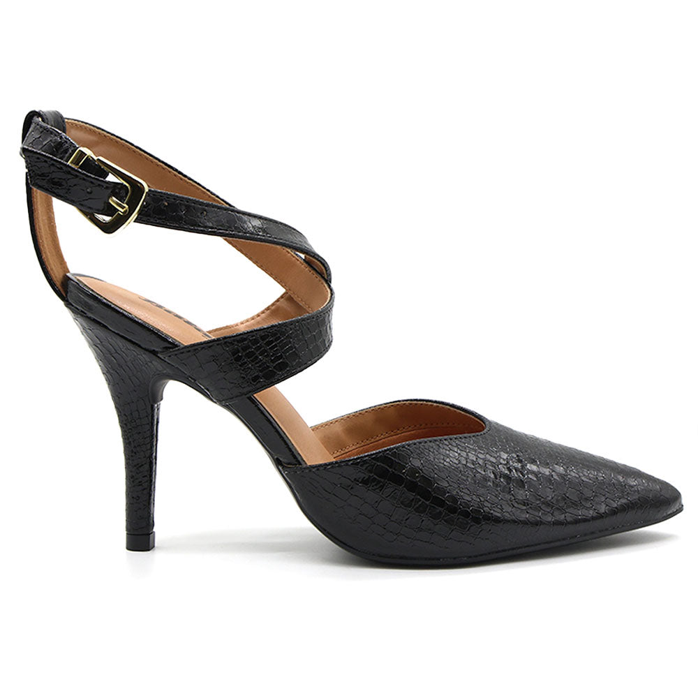 br black snake criss cross stilletos