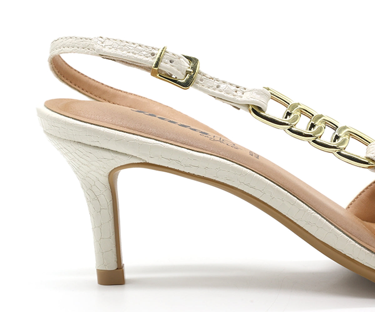 br off-white snake chained slingbacks