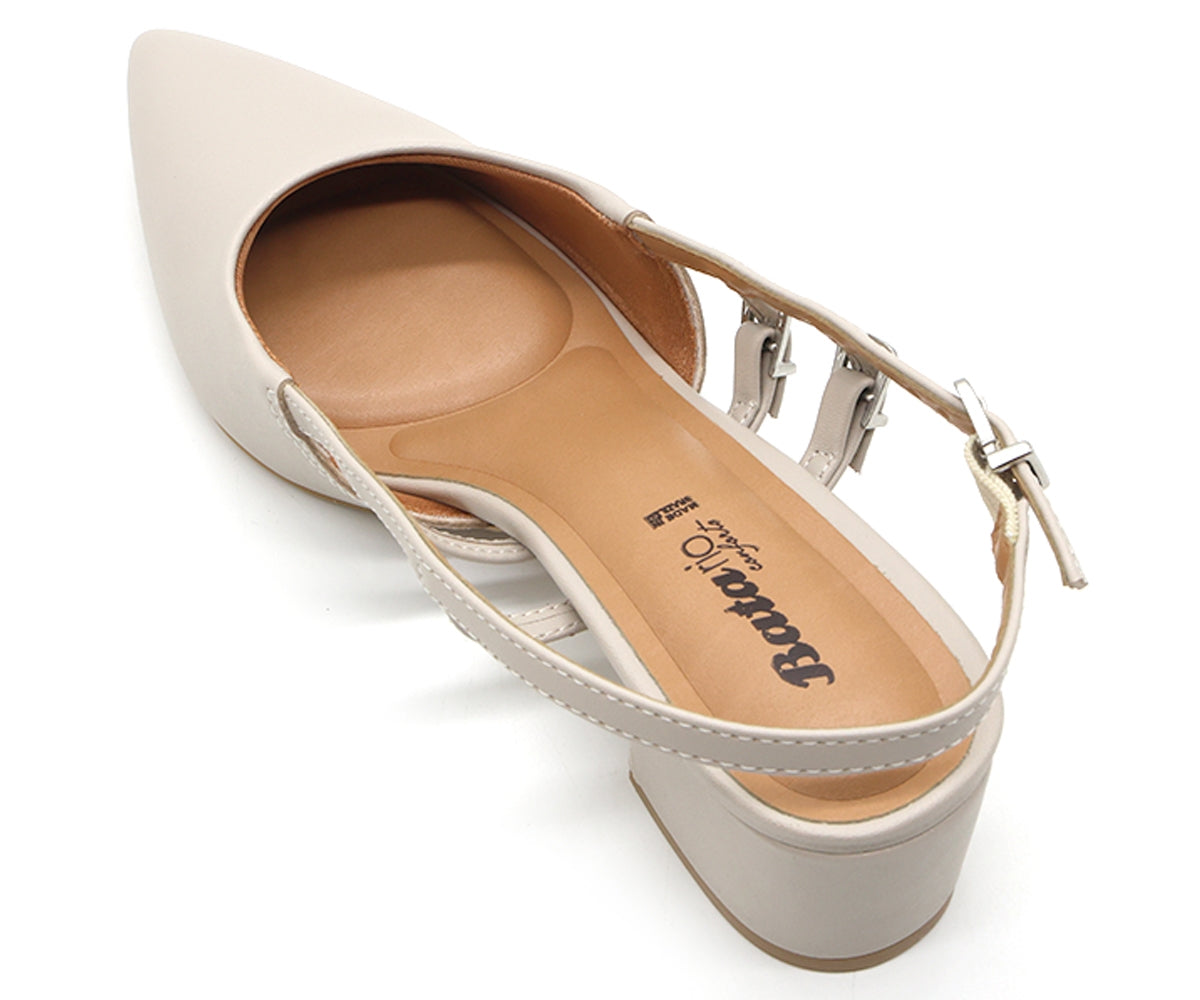 br grey dbl buckle slingbacks