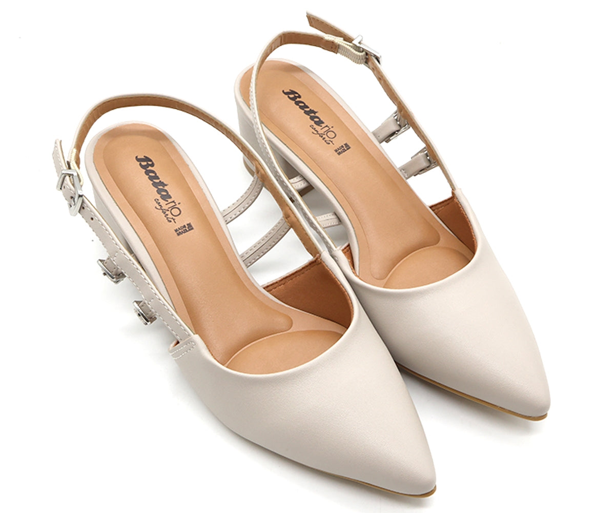 br grey dbl buckle slingbacks