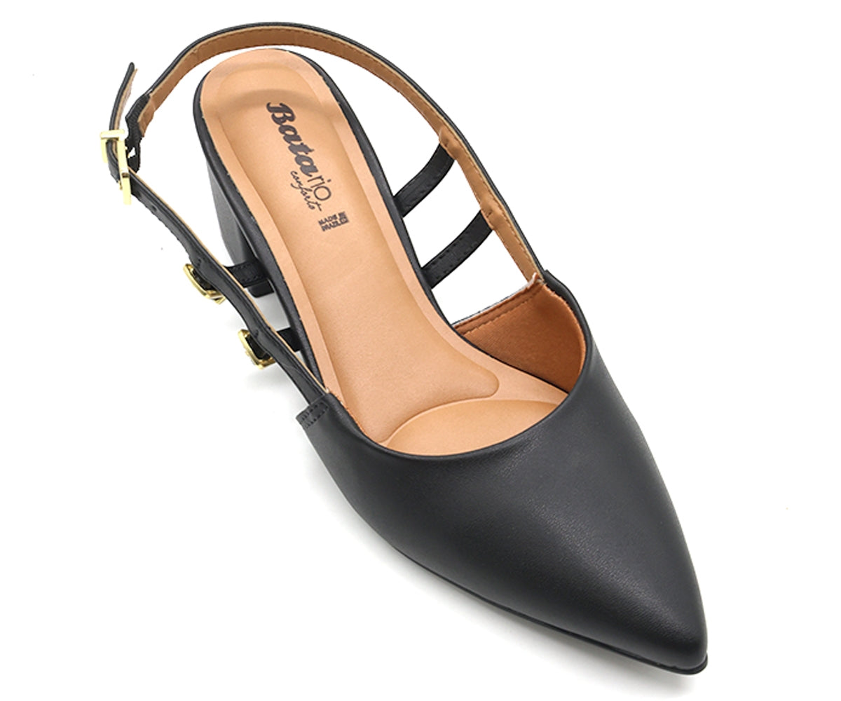 br black dbl buckle slingbacks