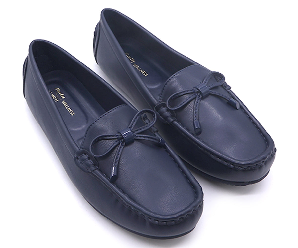 comfit navy bowed moccasin
