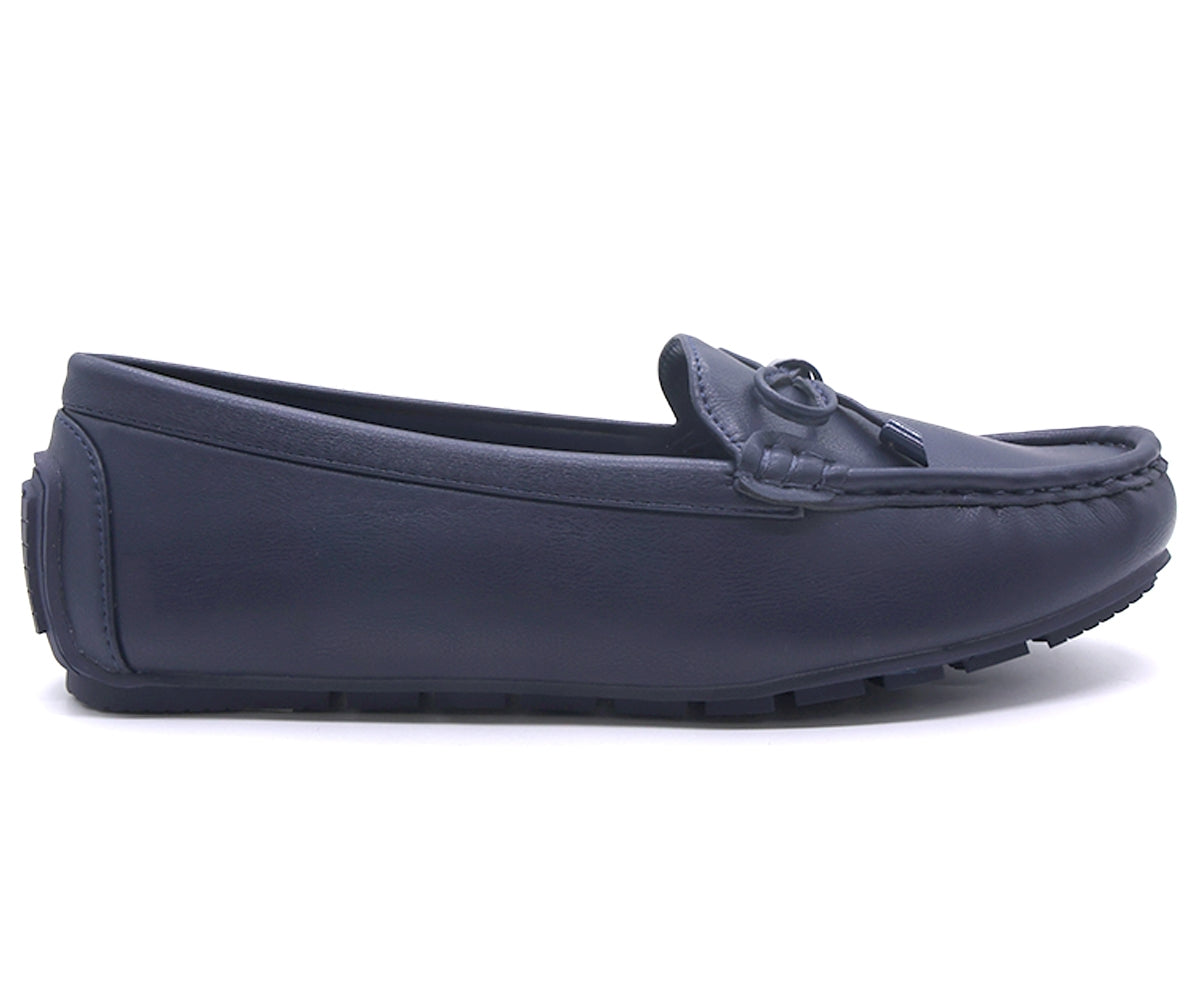 comfit navy bowed moccasin