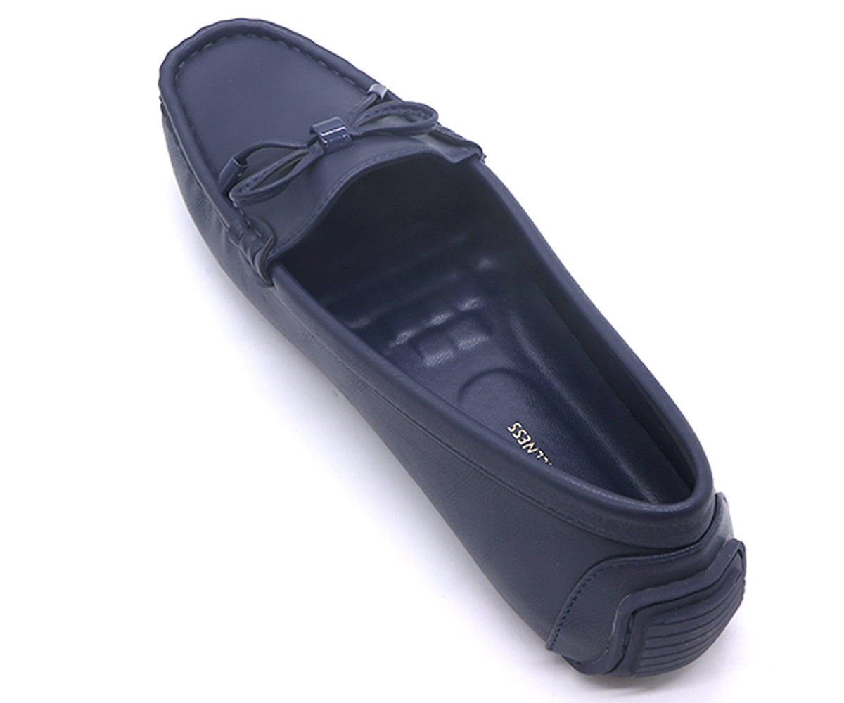 comfit navy bowed moccasin