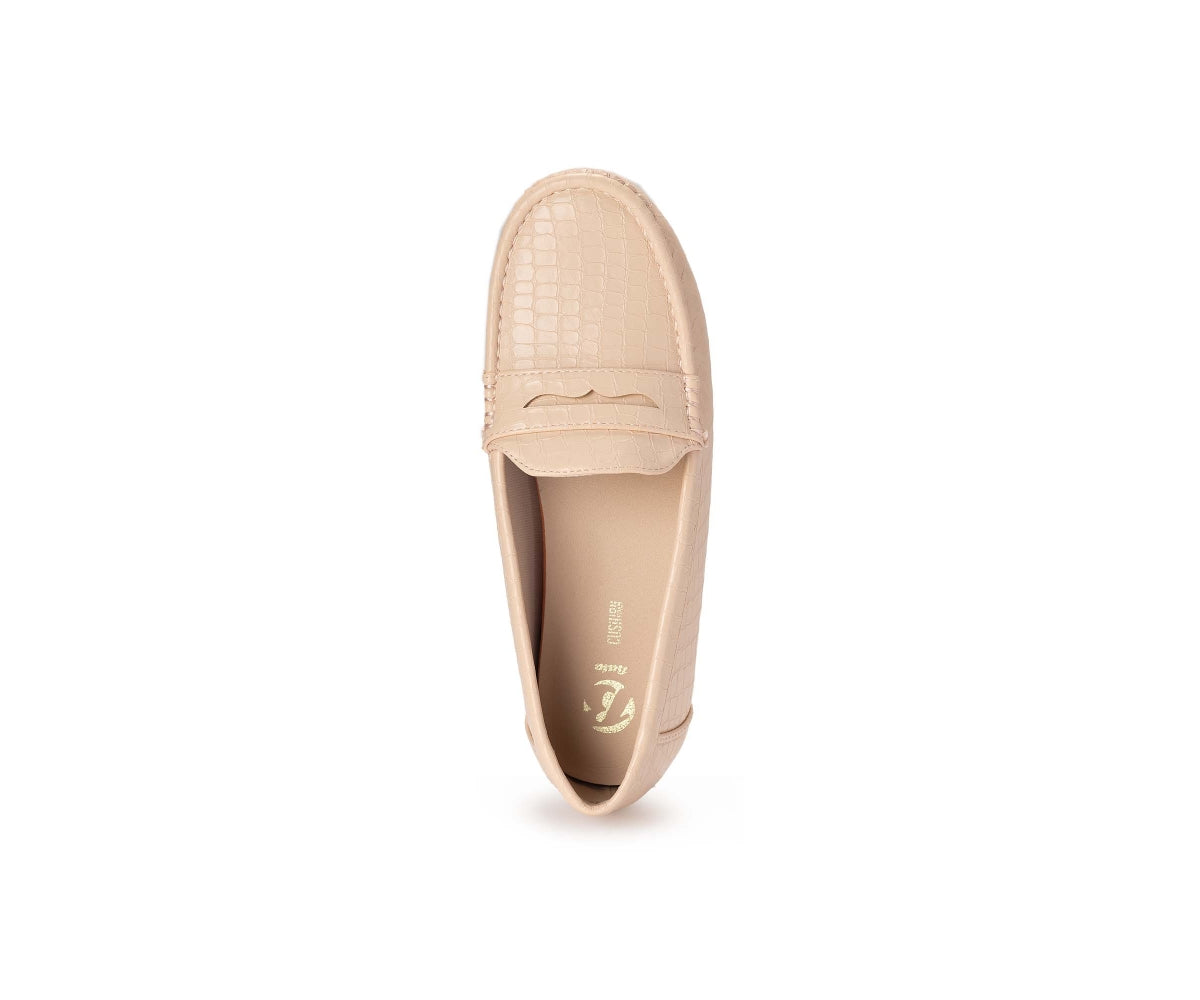 beige croc penny moccasin