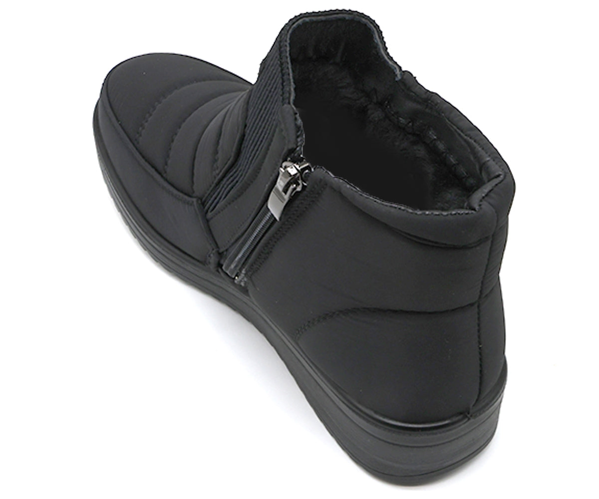 comfy black wedge nylon ankle boot