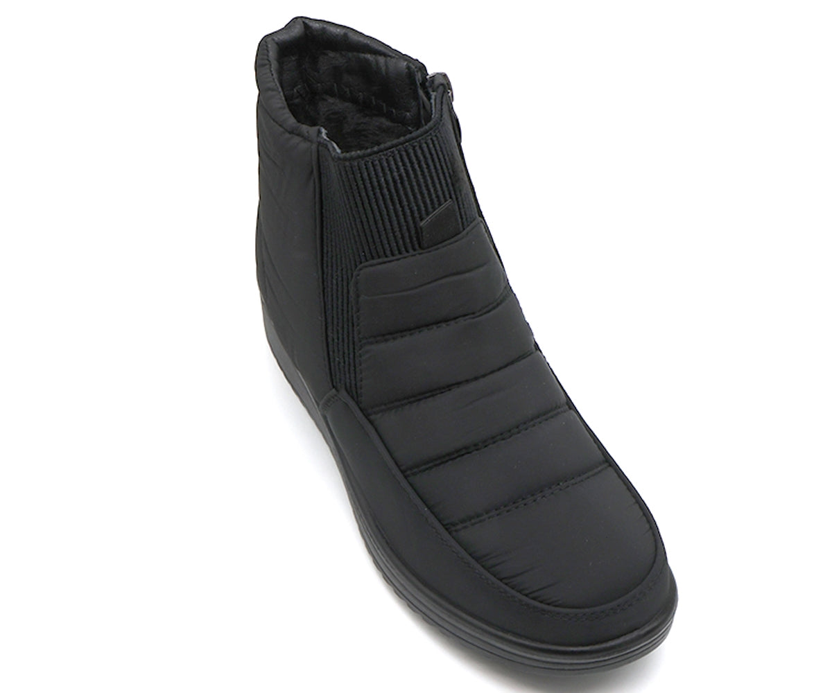 comfy black wedge nylon ankle boot