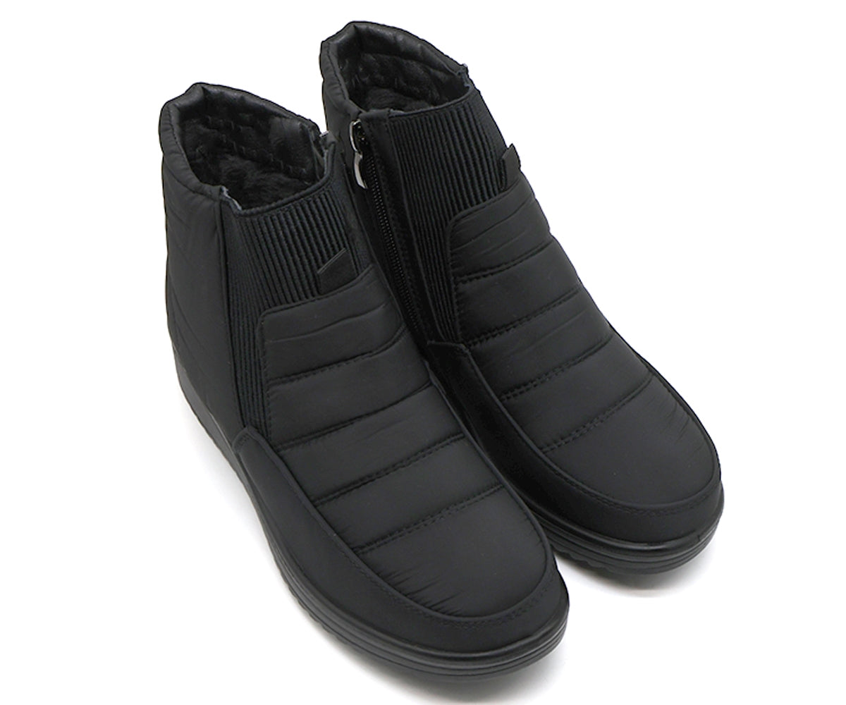 comfy black wedge nylon ankle boot