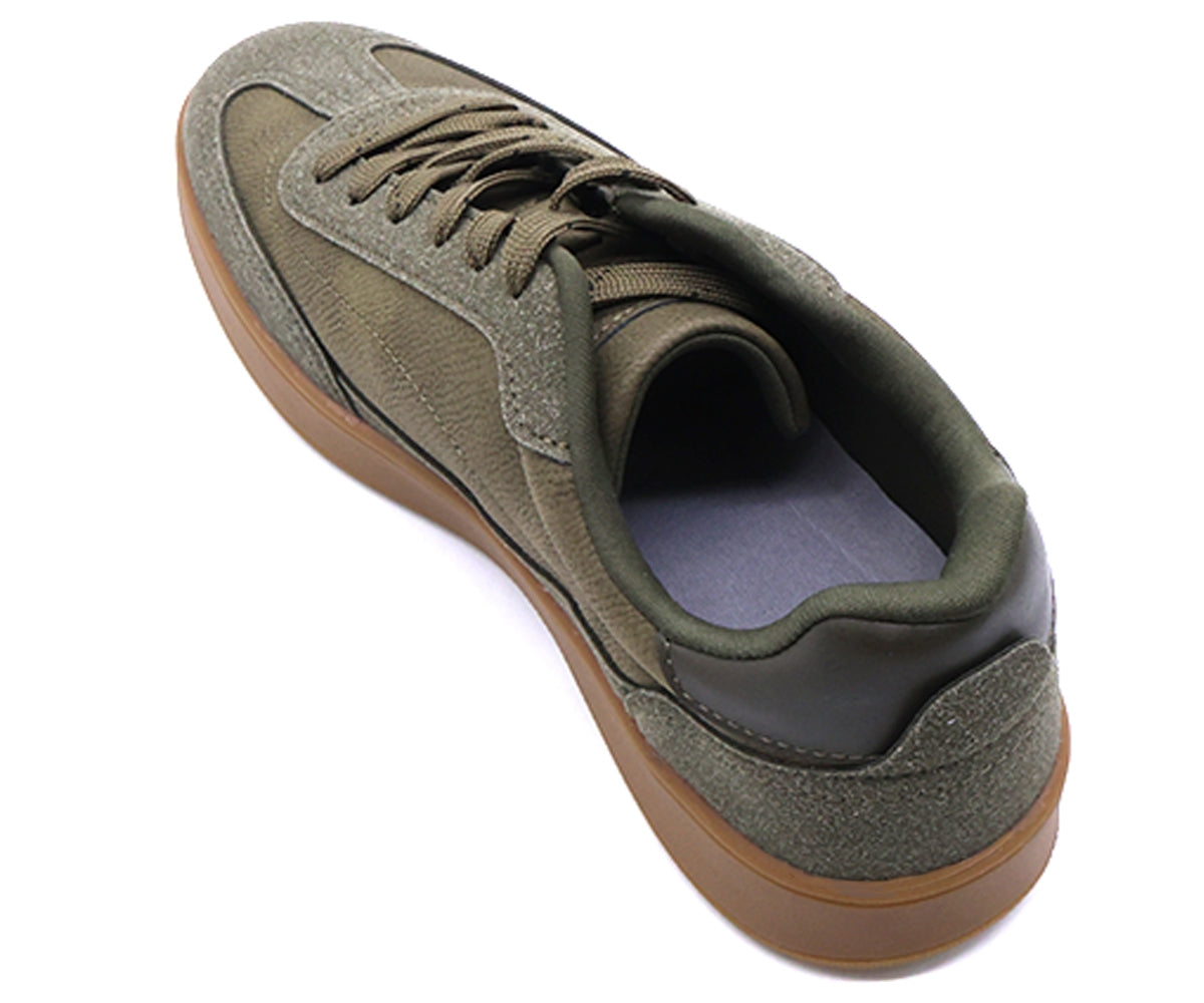 khaki green gum sneakers
