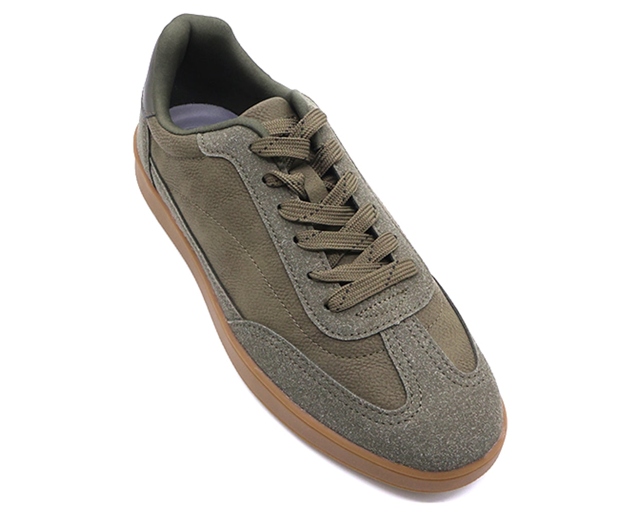 khaki green gum sneakers