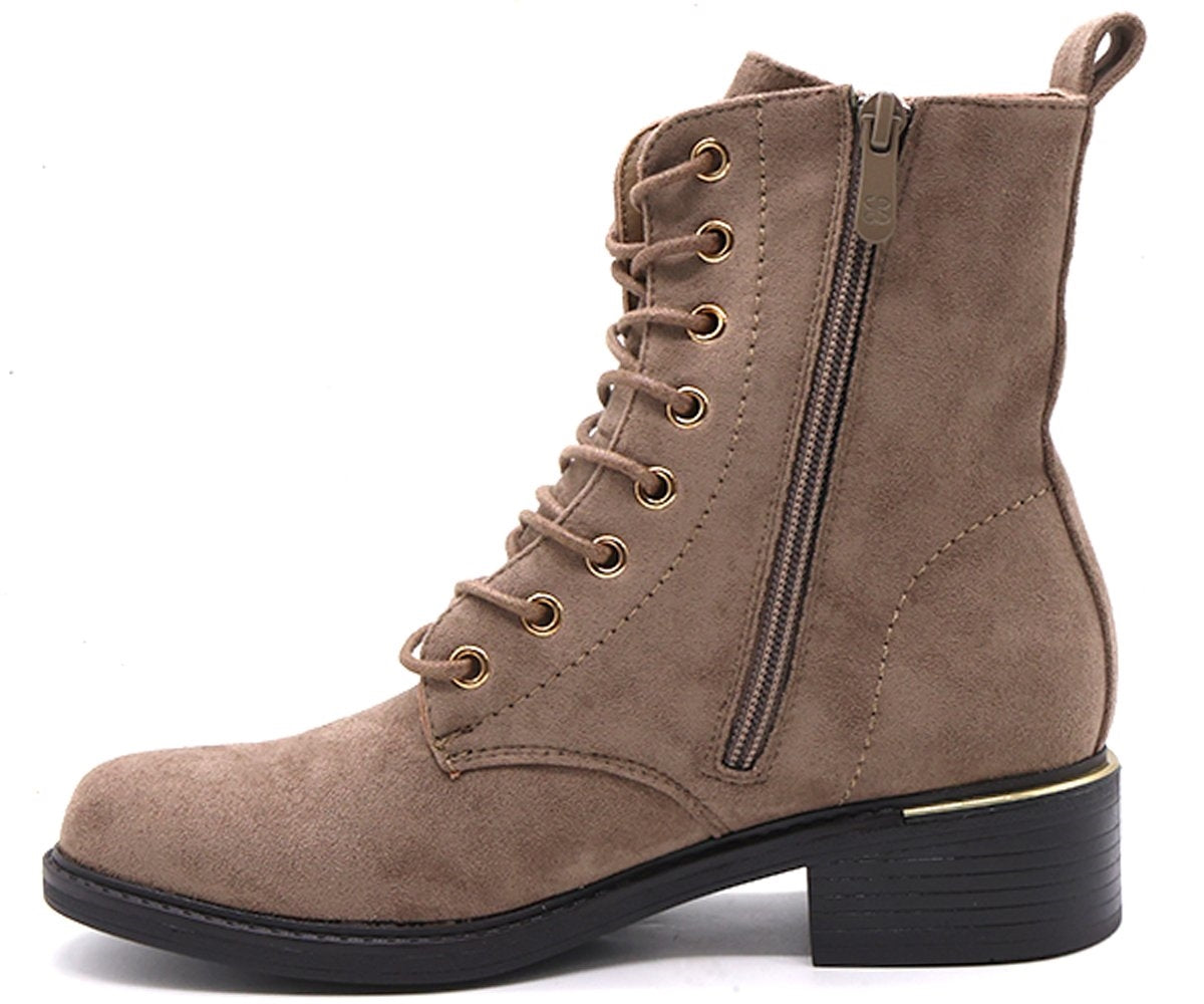 beige suede lace-up boot